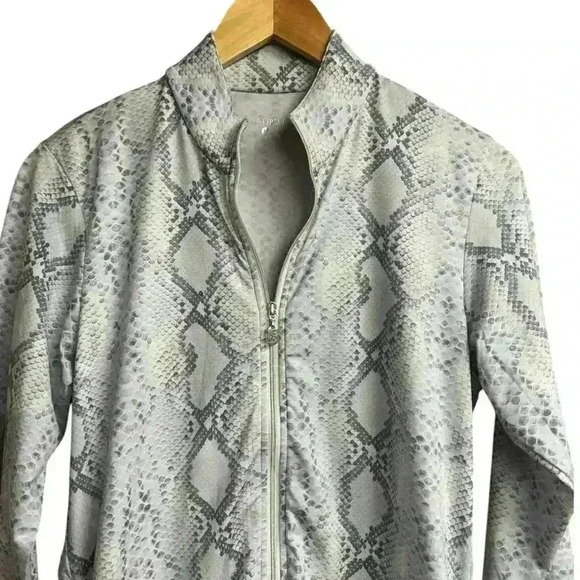 SOFIBELLA NWOT UV Feather Womens Anaconda Print Full Zip Tennis Jacket Size M - Picture 2 of 9
